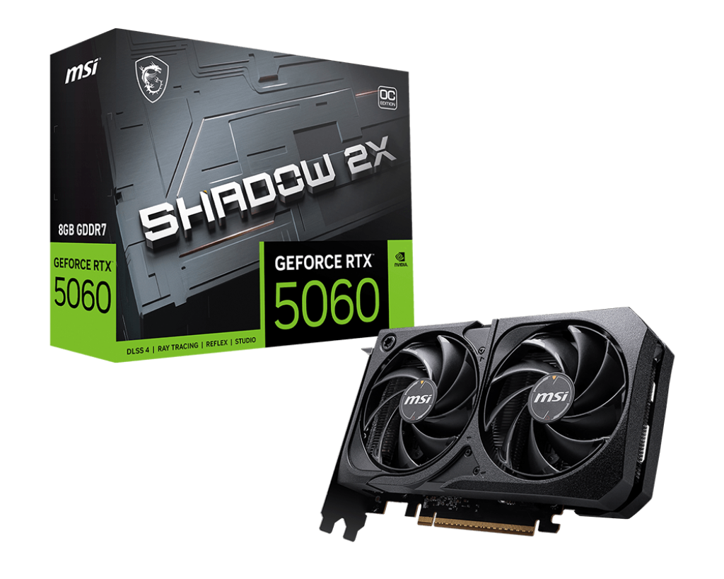 MSI VGA GEFORCE RTX 5060 TI 8G SHADOW 2X OC PLUS RTX5060 TI 8GB GDDR7 128B DX12 PCIE 5.0 X16 (3XDP 1XHDMI)