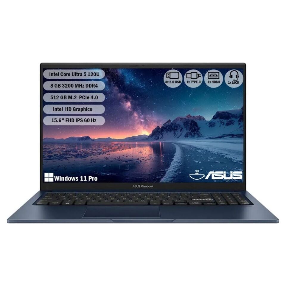 Asus Vivobook 15 X1504VA-BQ3970W Intel Core 5 120U 8gb 512GB SSD 15.6'' Fhd Windows 11 Home