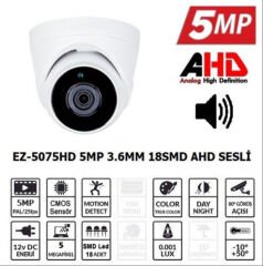ezcool ez-5075hd 5mp ahd dome kamera 3.6mm