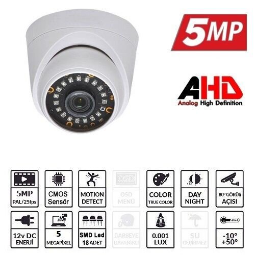 ezcool ez-5025hd 5mp ahd dome kamera 3.6mm