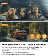 PRUVEEO D30 WI-FI 4K ARAC KAMERASI